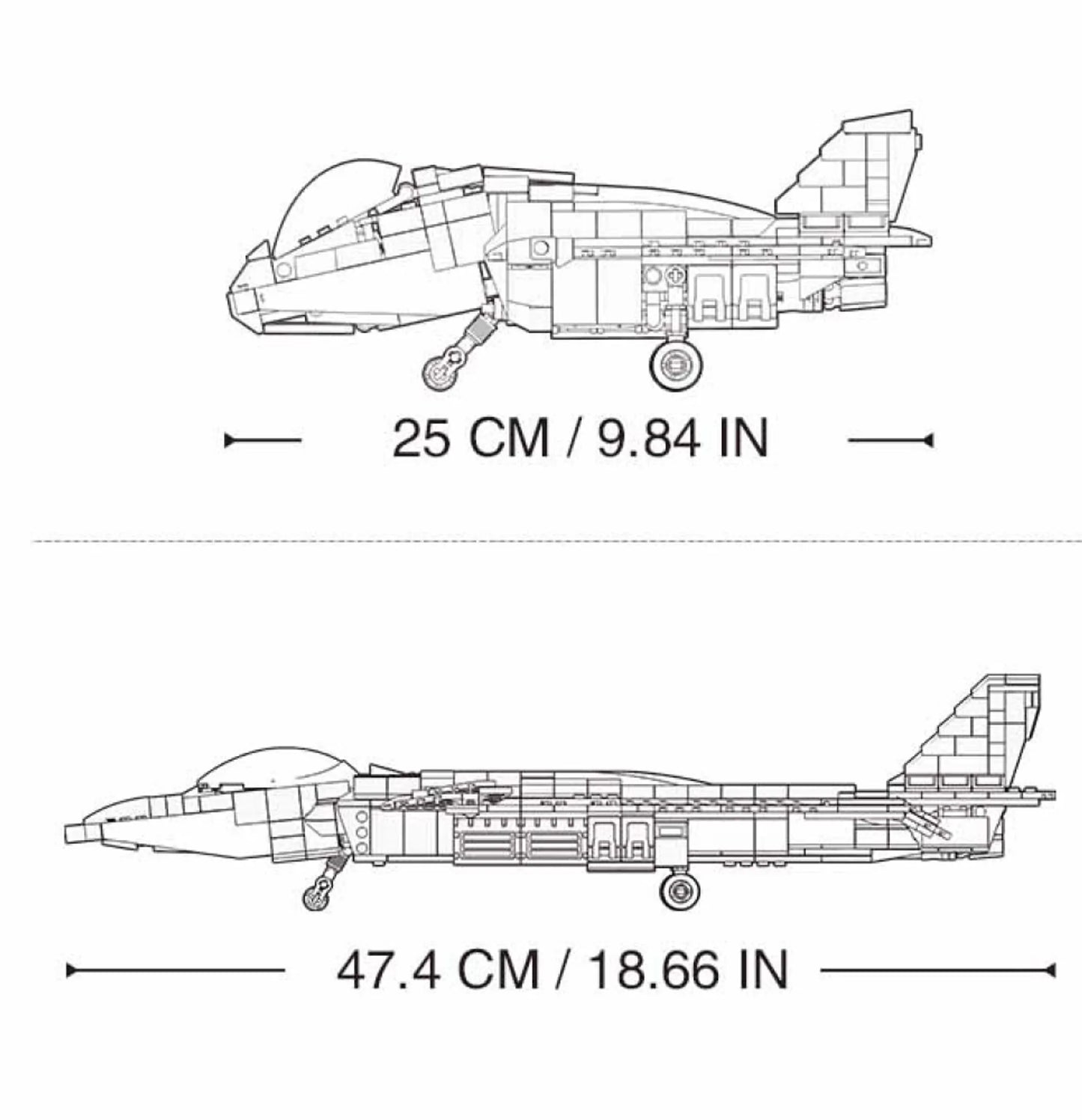 2-in-1 Fighter Jet J-20 Mighty Dragon Brick Kit (926 pcs)