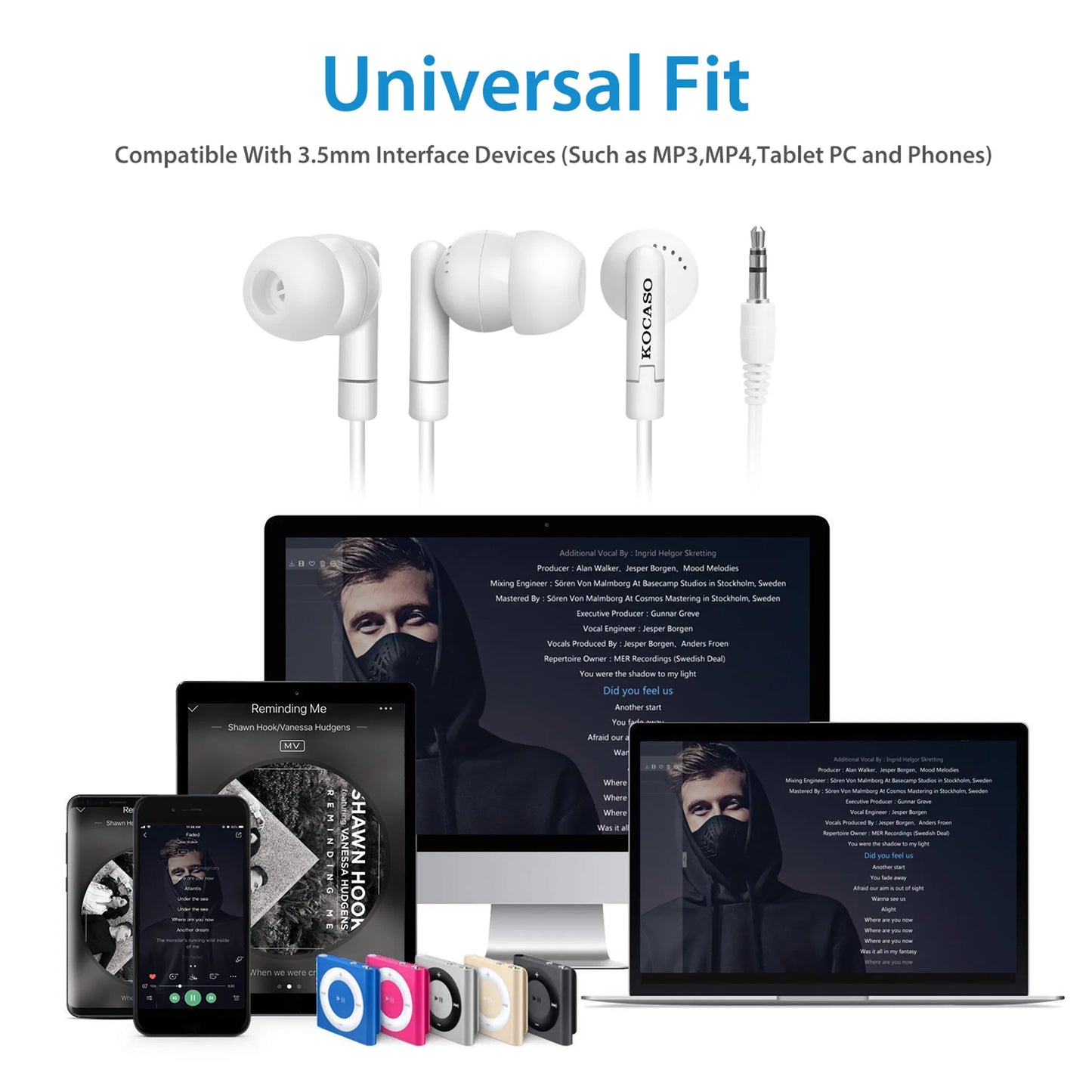 Aux Earphone 3.5mm Aux Wired Headphones Noise Isolating In-ear Earbuds