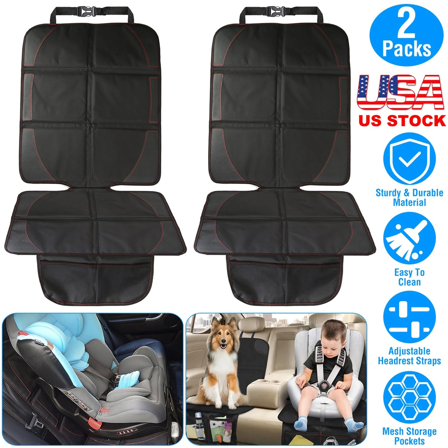 2 Packs Car Seat Protector Cushion Mat Pad