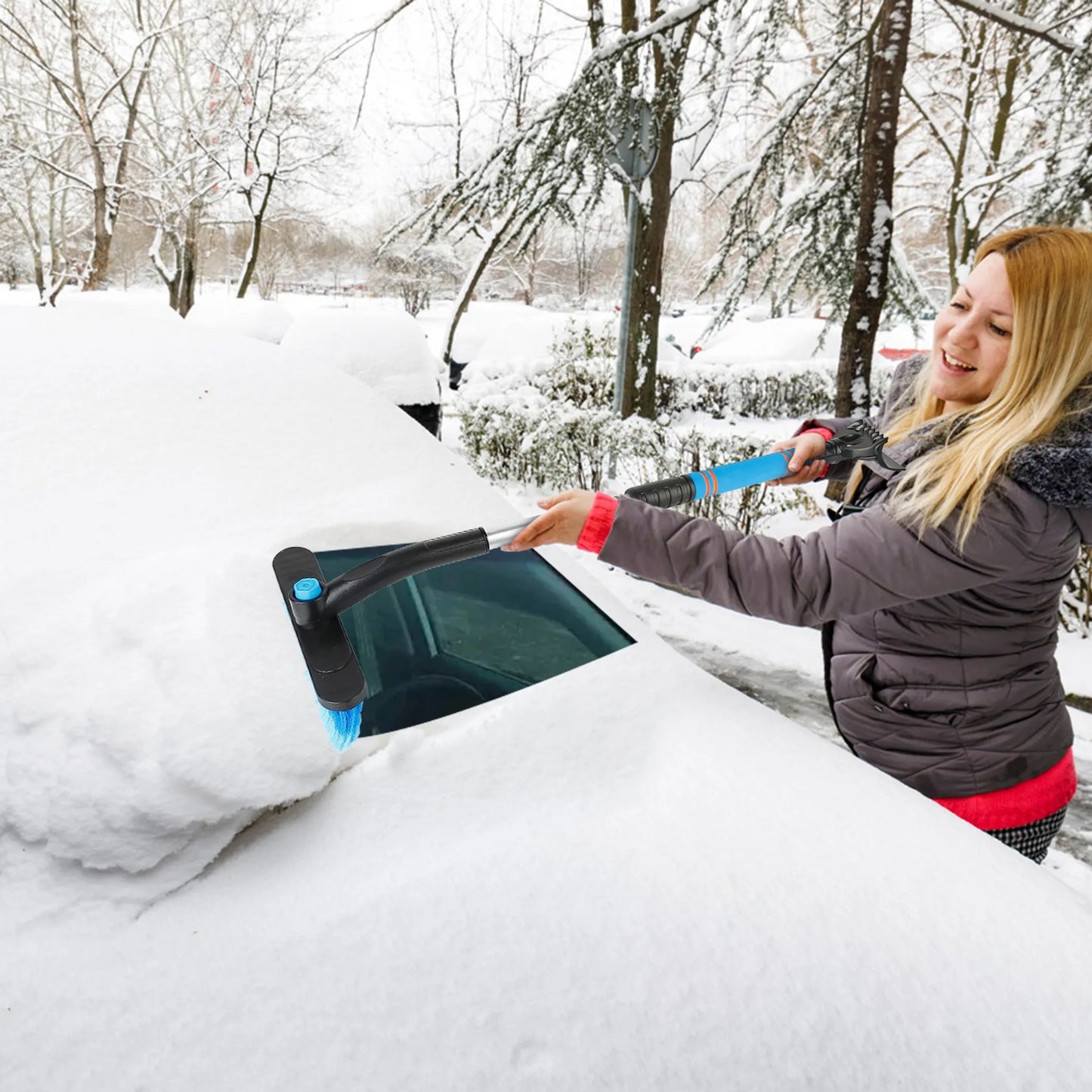 3 In 1 Windshield Ice Scraper Extendable Car Snow Removal