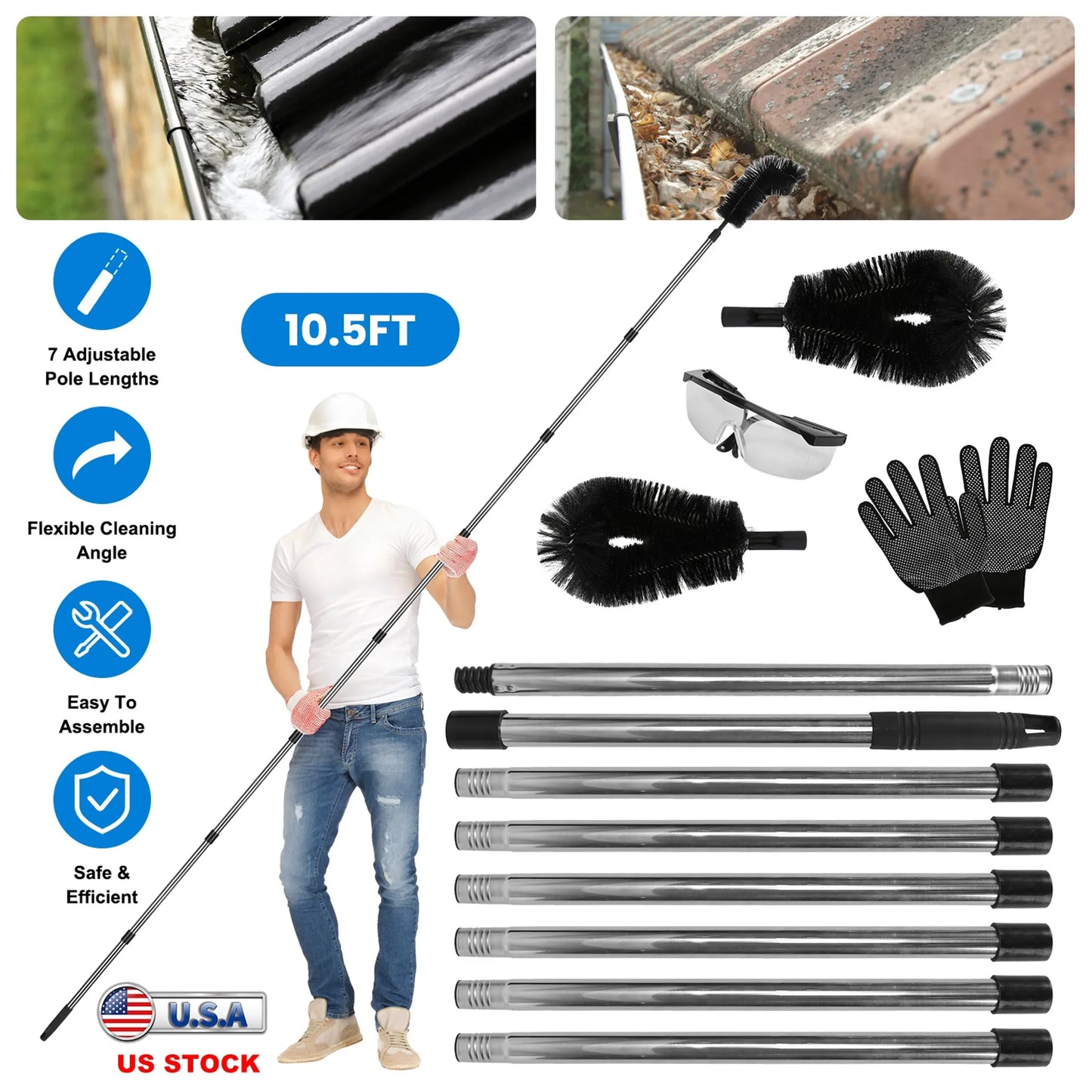 10.5FT Gutter Cleaning Brush