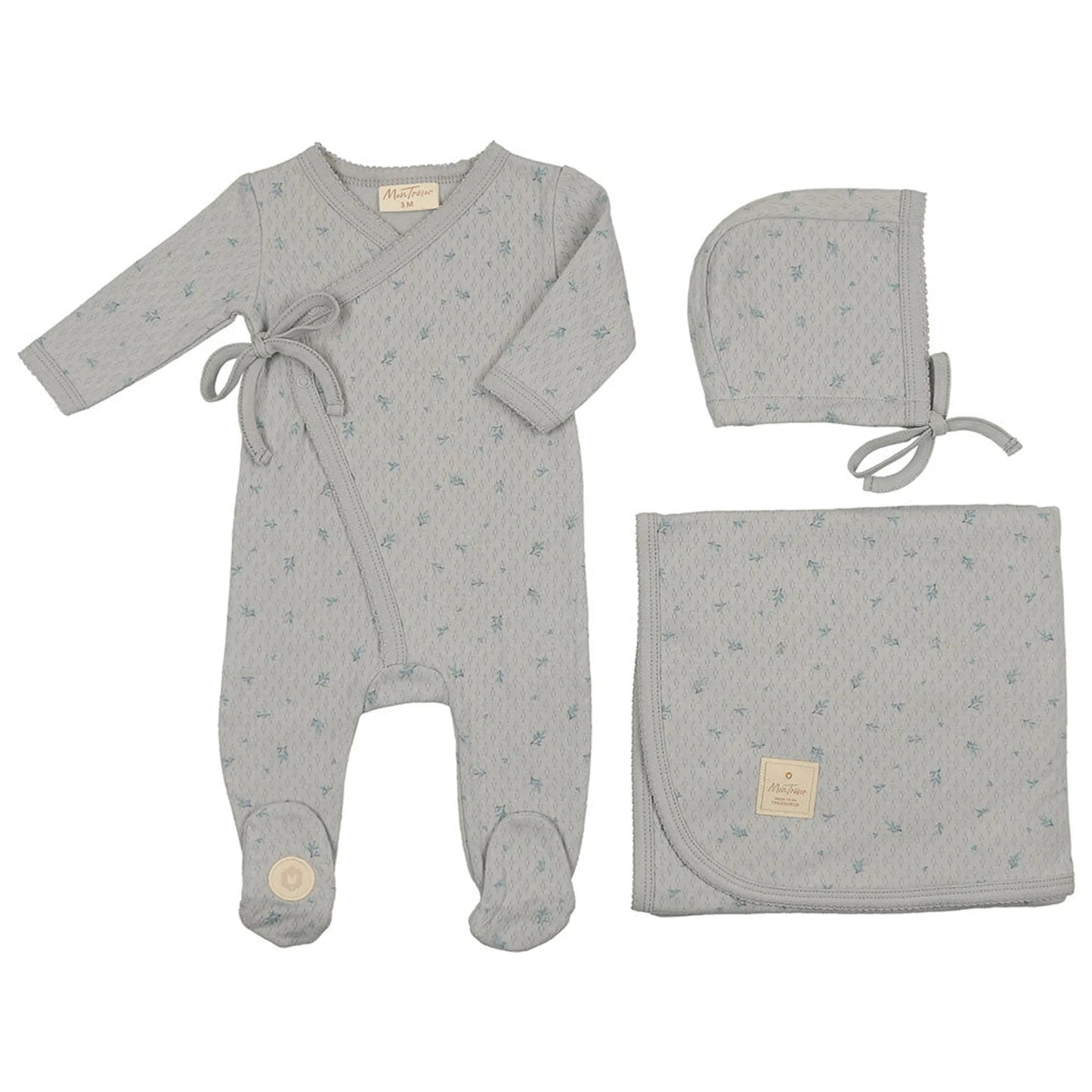 Leaf Print Wrap Layette Set
