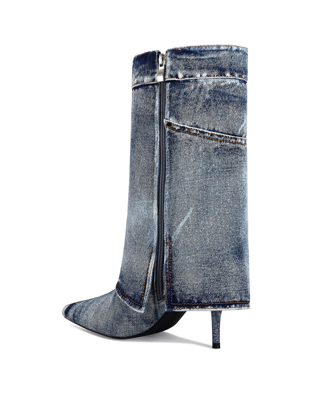 Alessia Denim Stiletto Boot Best Selling Mid Calf Cowboy Boots-3