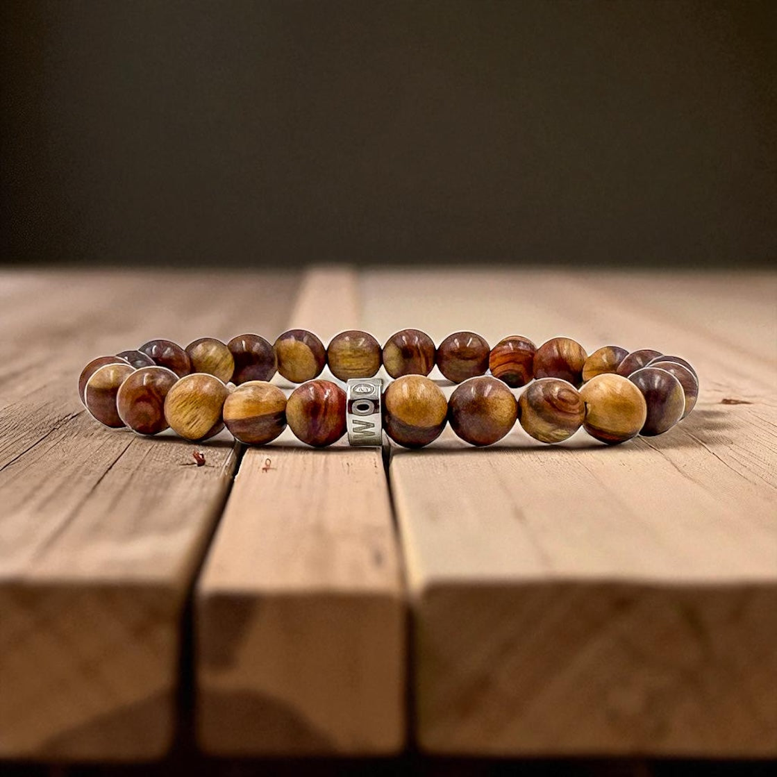Made to Order Cascade-Cold Canyon Mahogany Wood Beaded Men's Bracelet-4