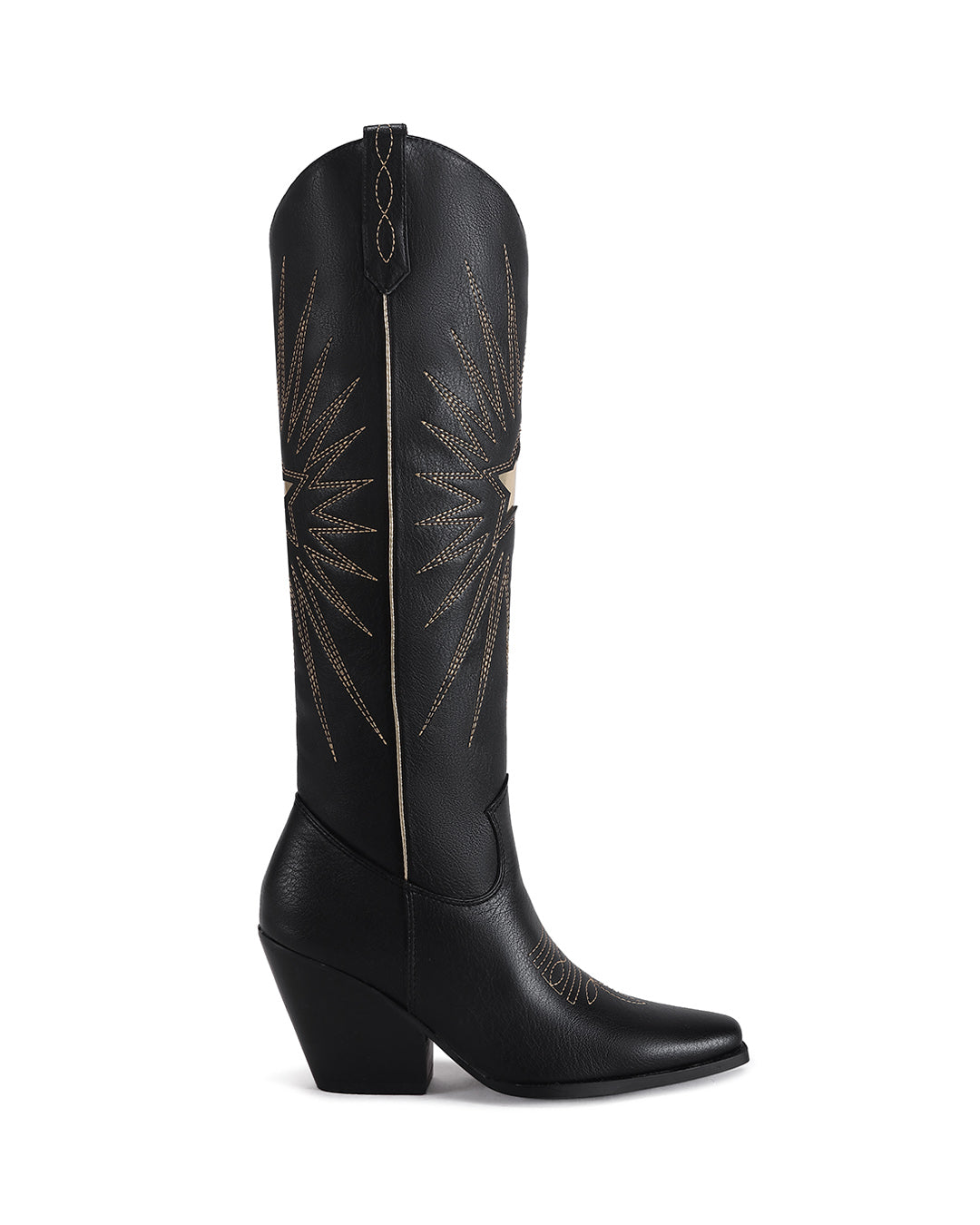 Western Stitched Boot with Leather Stacked Heel-5
