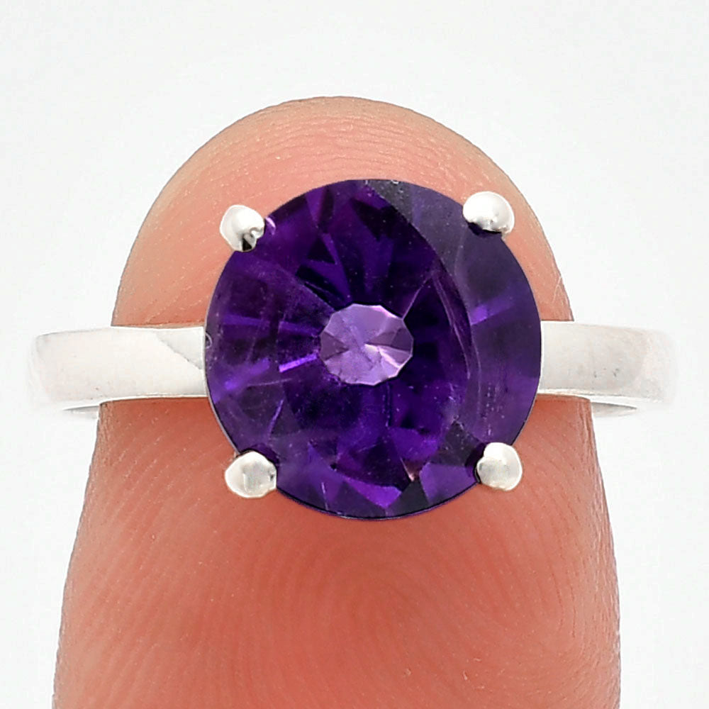 Premium African Amethyst Fancy Cut Sterling Silver Ring 7.5 Size-0