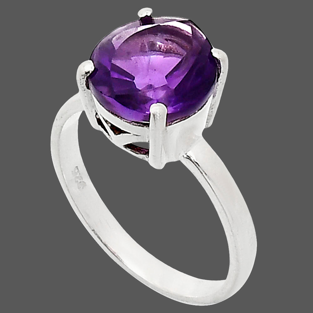 Premium African Amethyst Fancy Cut Sterling Silver Ring 7.5 Size-2