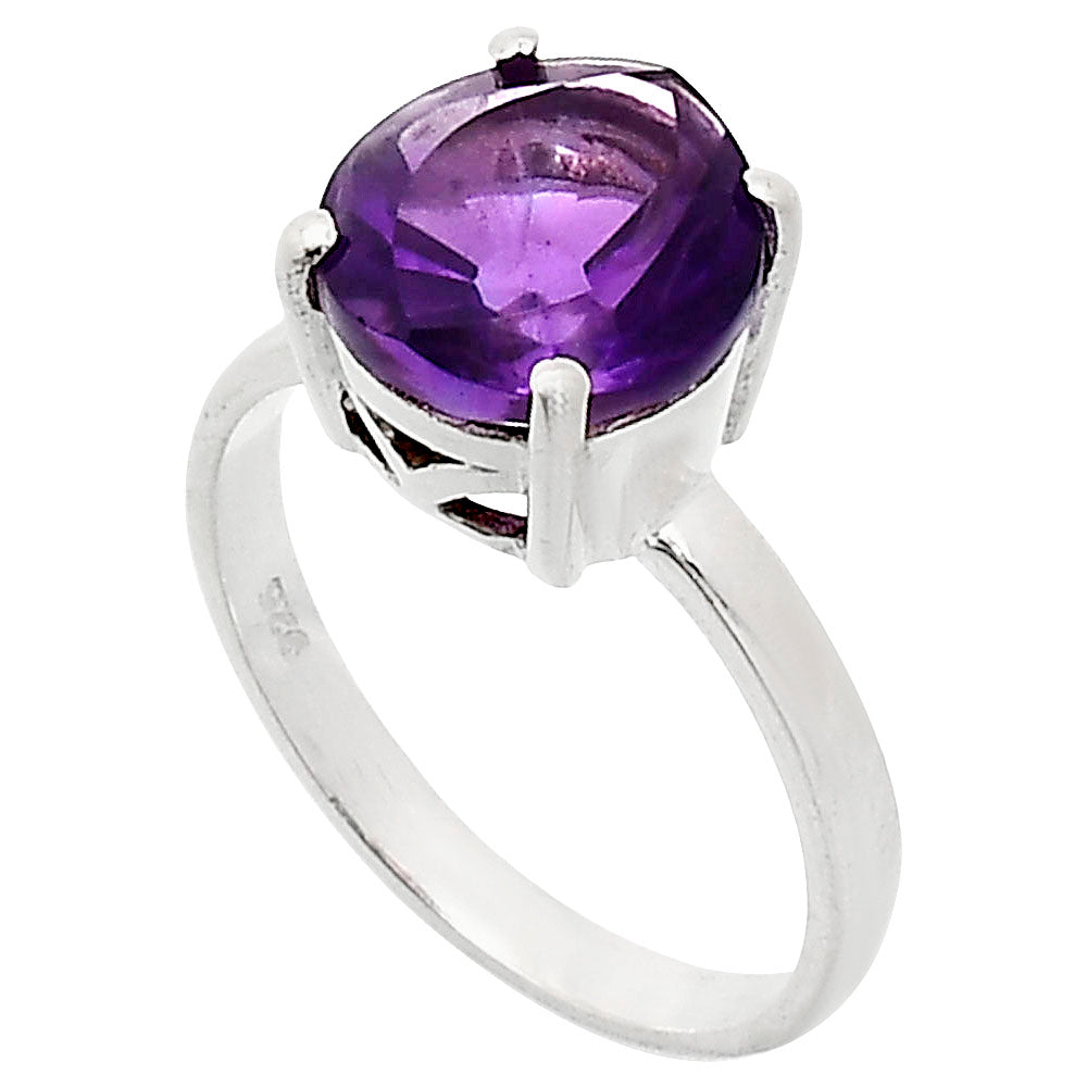 Premium African Amethyst Fancy Cut Sterling Silver Ring 7.5 Size-1