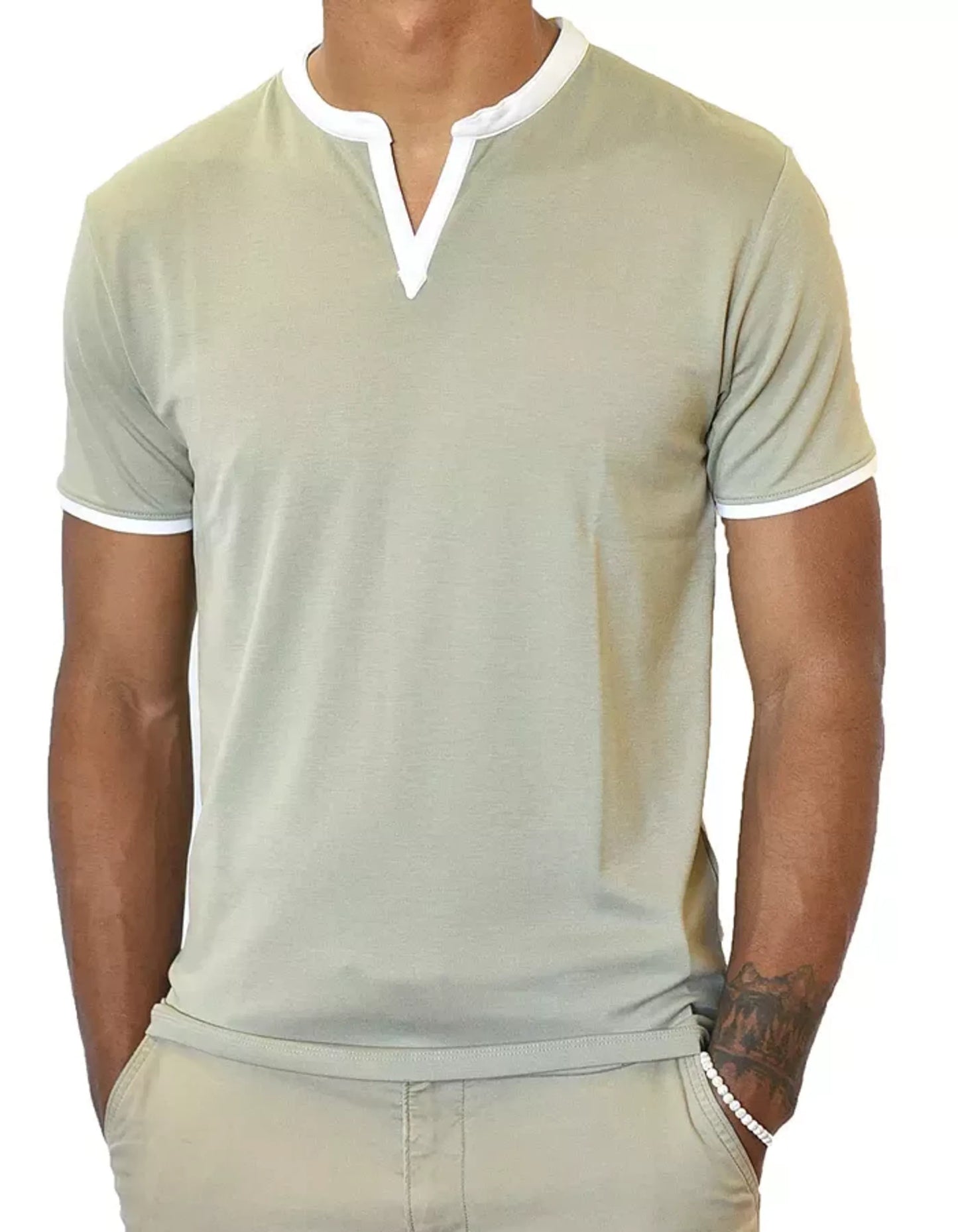 Short Sleeve Notch Collar
