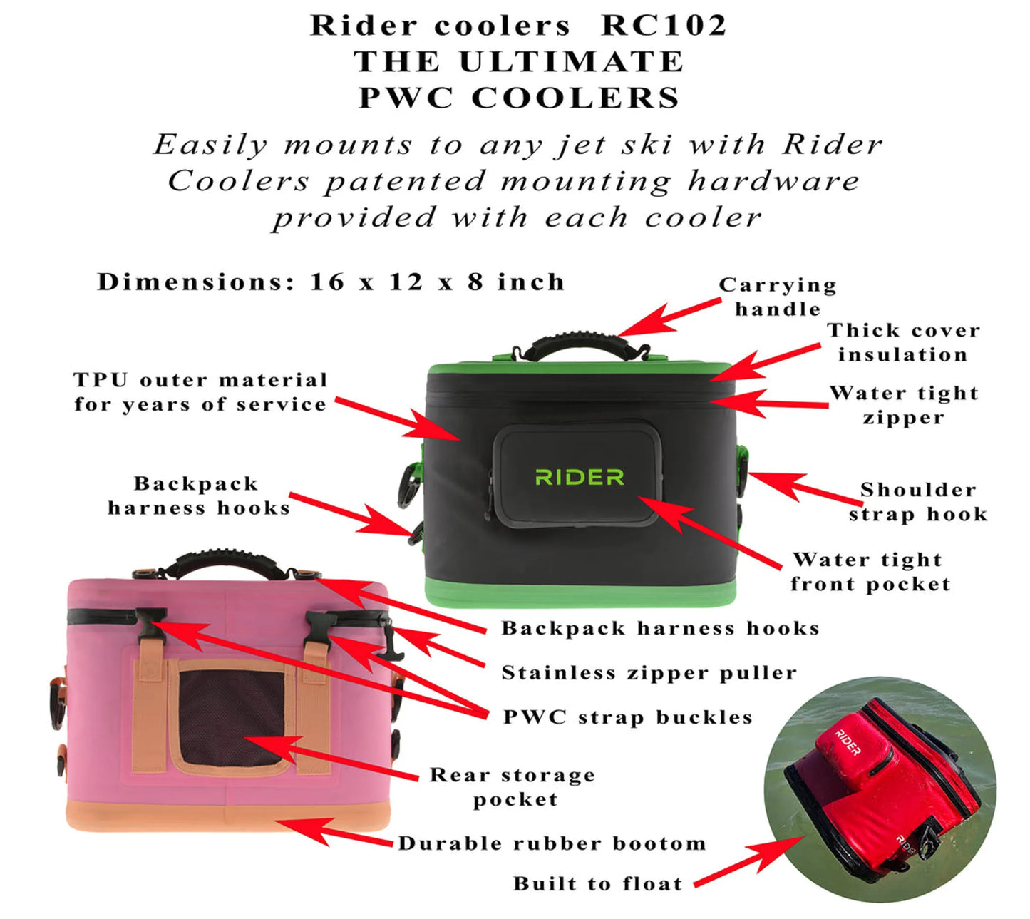VP Racing Fuels Jet Ski Coolers by Rider Coolers - Set PWC Coolers, Officially Licensed