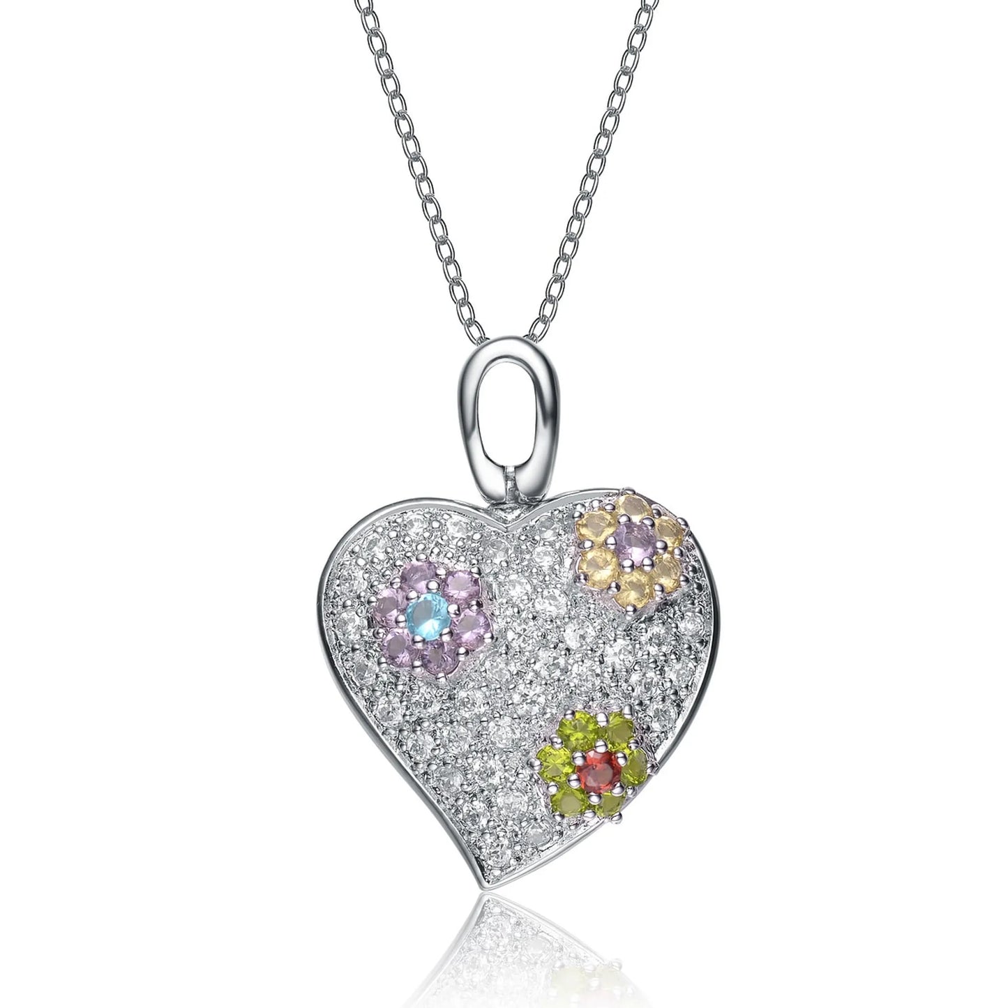 Collette Z Sterling Silver Cubic Zirconia Flower Accent Necklace