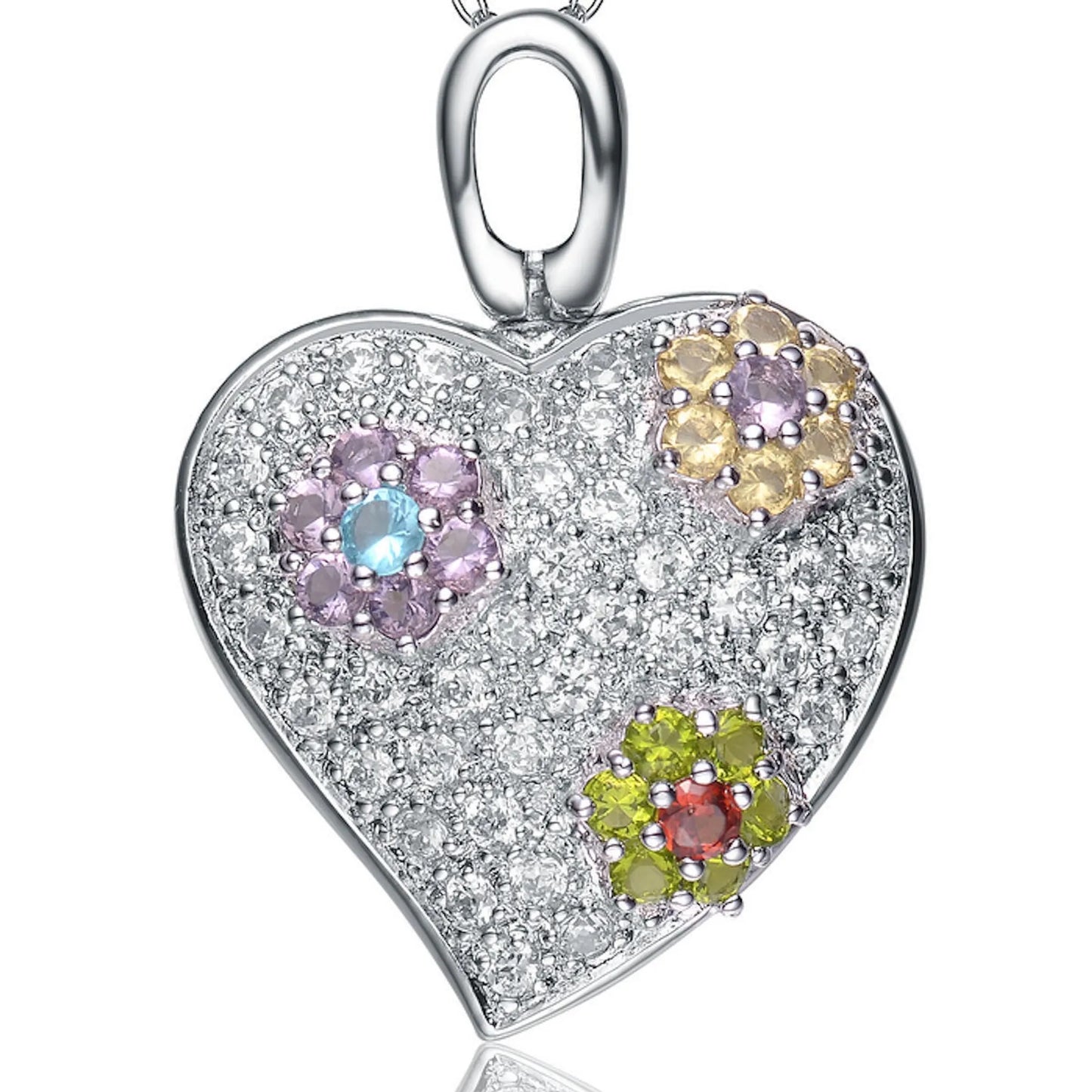 Collette Z Sterling Silver Cubic Zirconia Flower Accent Necklace