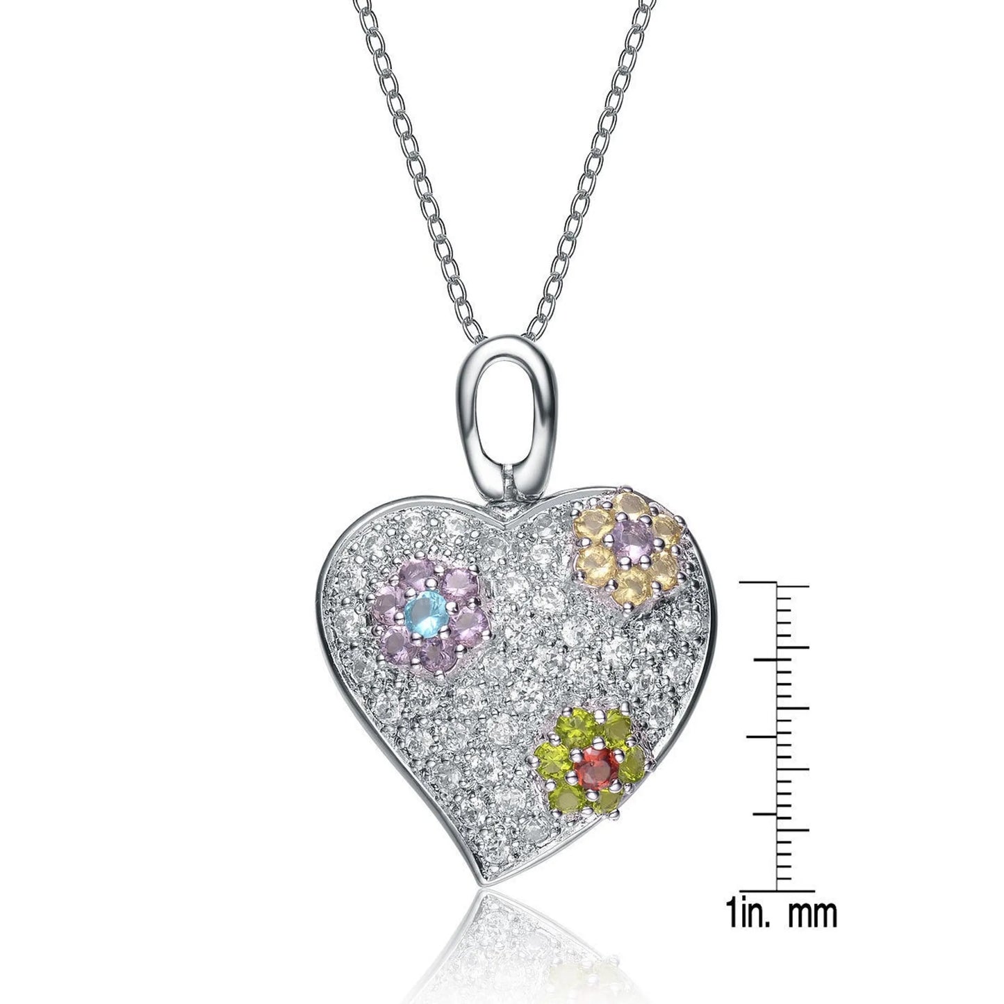 Collette Z Sterling Silver Cubic Zirconia Flower Accent Necklace