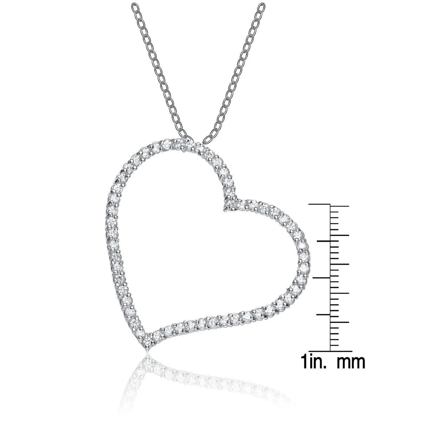 Collette Z Sterling Silver Cubic Zirconia Heart Shape Necklace