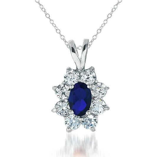 Collete Z Cubic Zirconia Sterling Silver Rhodium Plated Flower Shape Drop Pendant