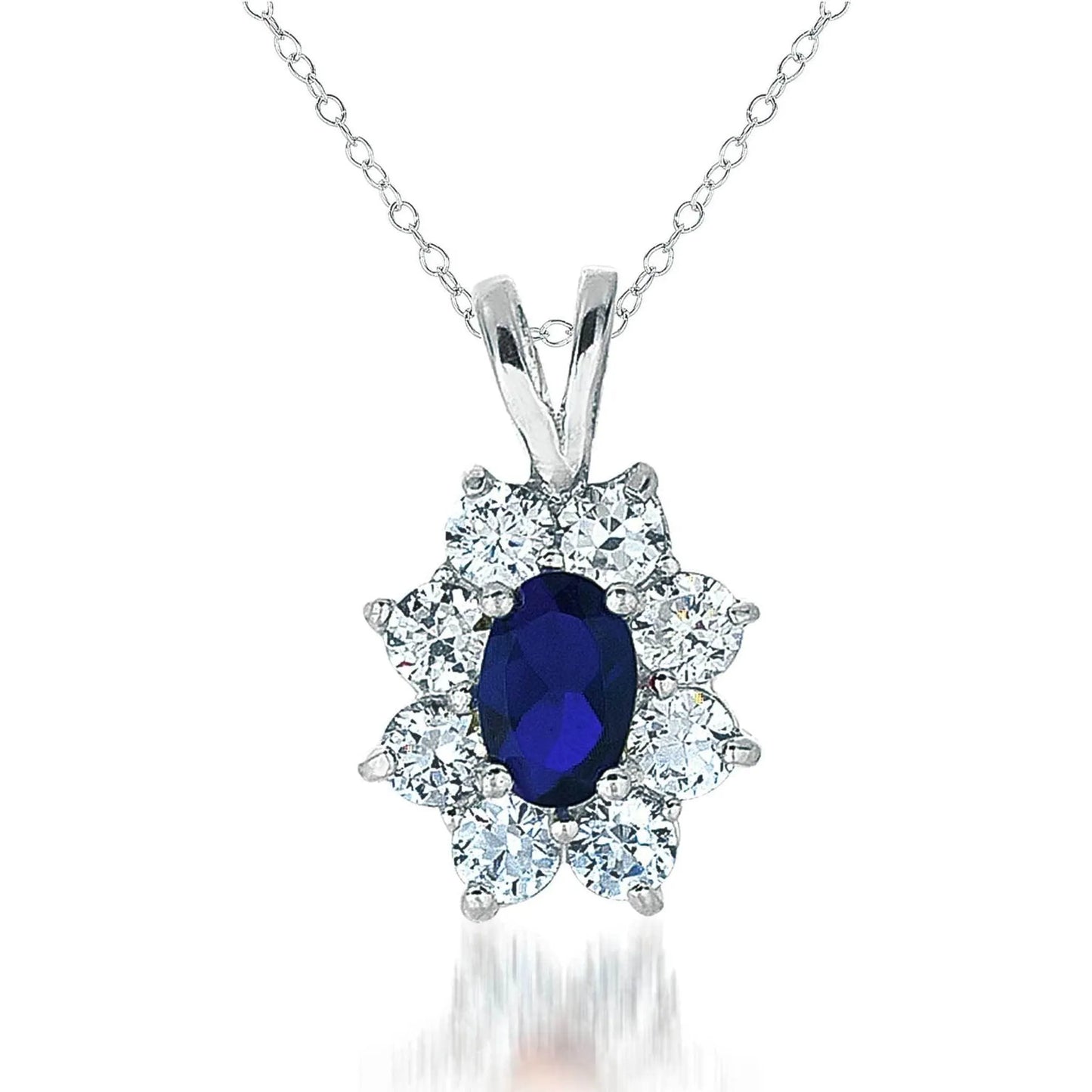 Collete Z Cubic Zirconia Sterling Silver Rhodium Plated Flower Shape Drop Pendant