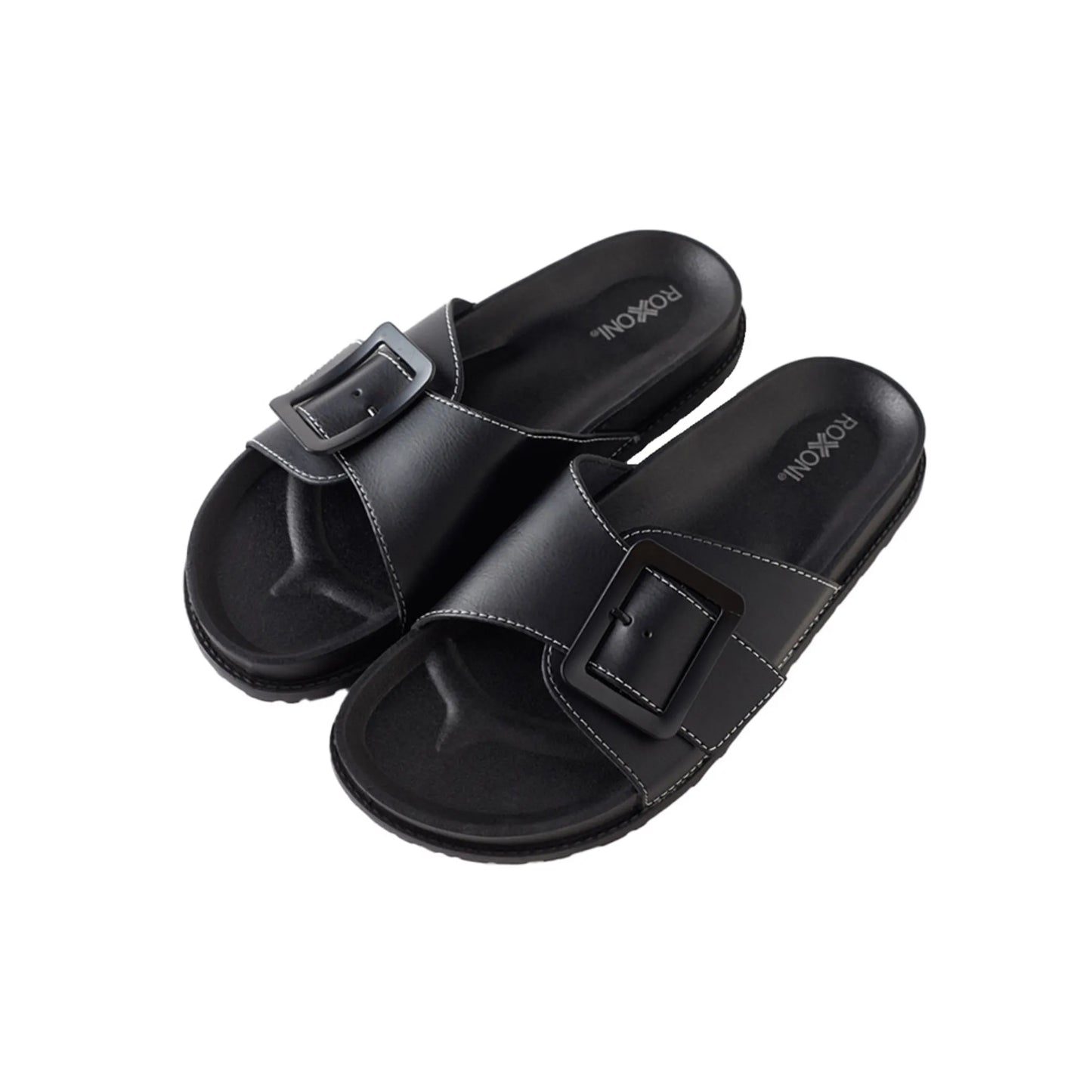 Womens Adjustable Buckle Slide Sandals Open Toe Outdoor Flat Summer Slipperraps Flat Slides
