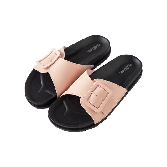 Womens Adjustable Buckle Slide Sandals Open Toe Outdoor Flat Summer Slipperraps Flat Slides
