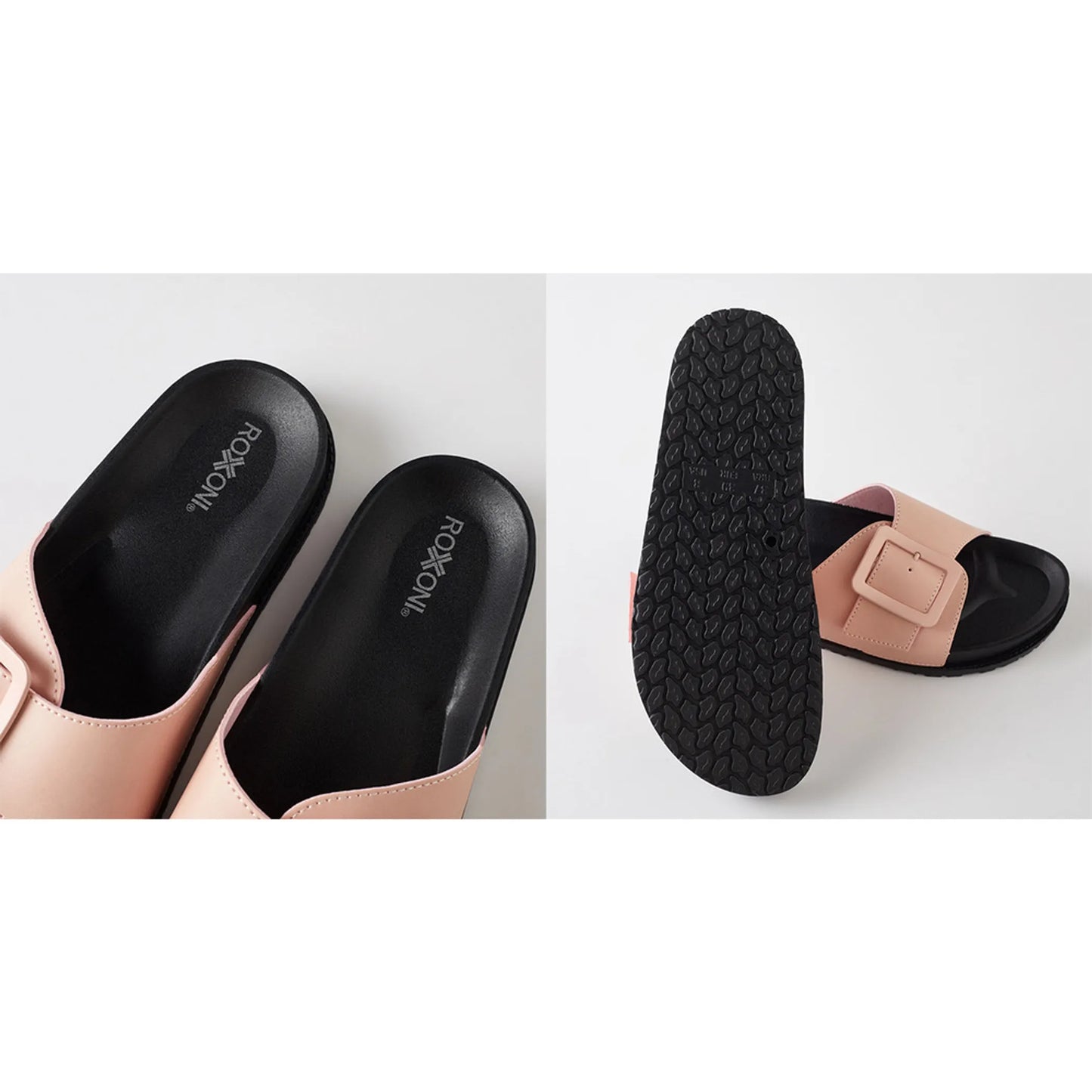 Womens Adjustable Buckle Slide Sandals Open Toe Outdoor Flat Summer Slipperraps Flat Slides