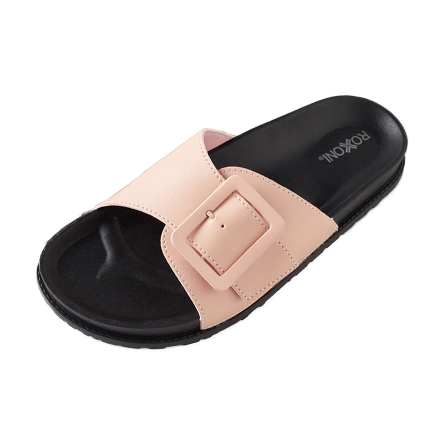 Womens Adjustable Buckle Slide Sandals Open Toe Outdoor Flat Summer Slipperraps Flat Slides