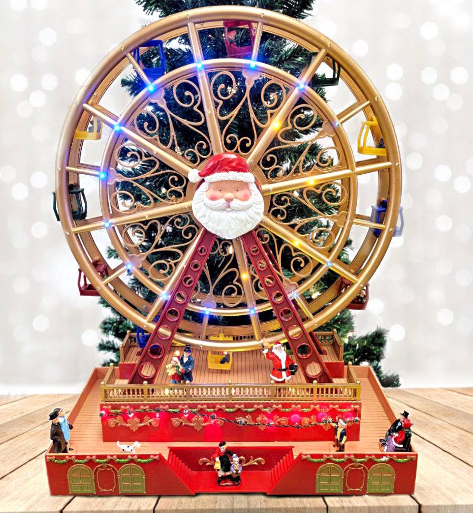 Christmas Wheel with Santa. Animated Holiday Decoration. Christmas Village F07M4-6-W222-0