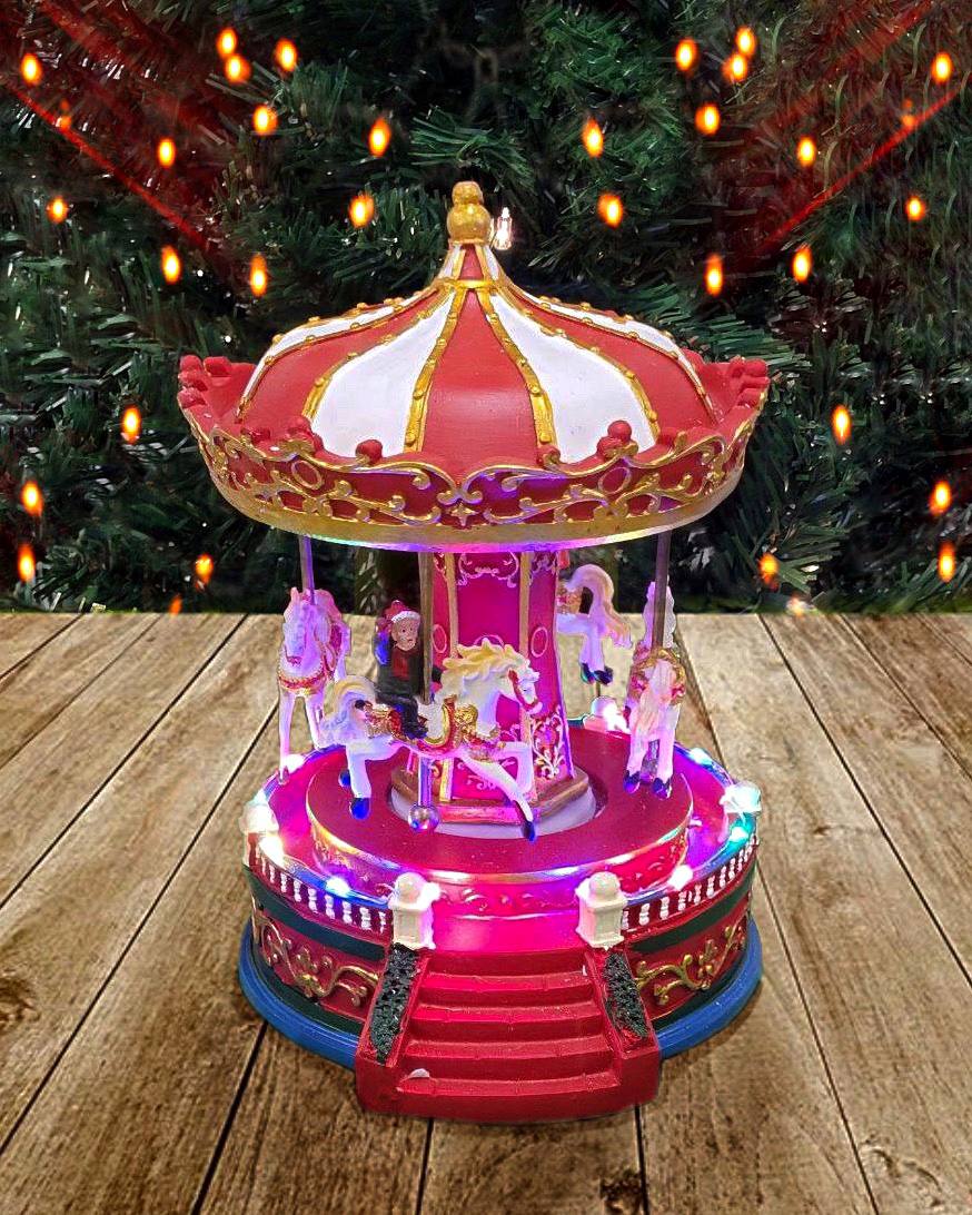 Christmas Carousel Decoration. Christmas Village F07M3-1-FQ22011-1