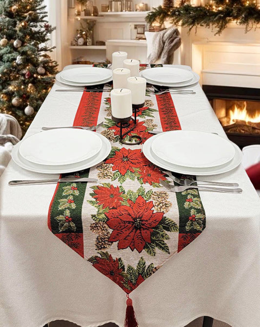 Poinsettia Christmas Table Runner F07M5-8G-0