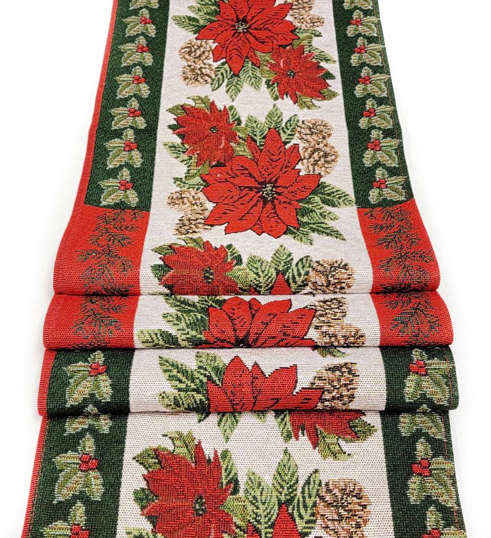 Poinsettia Christmas Table Runner F07M5-8G-4