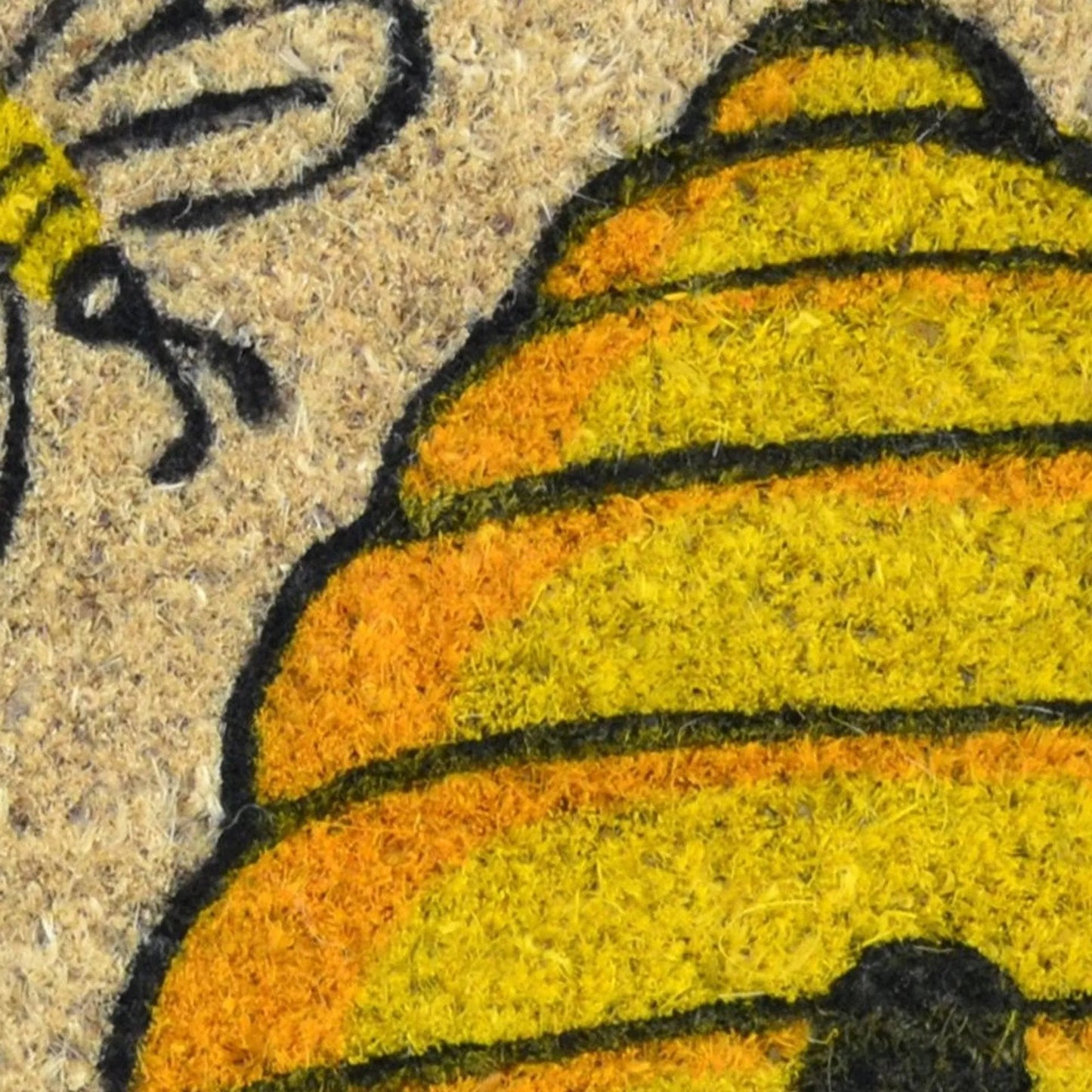 Beige and Orange Coir Bees Outdoor Spring Door Mat