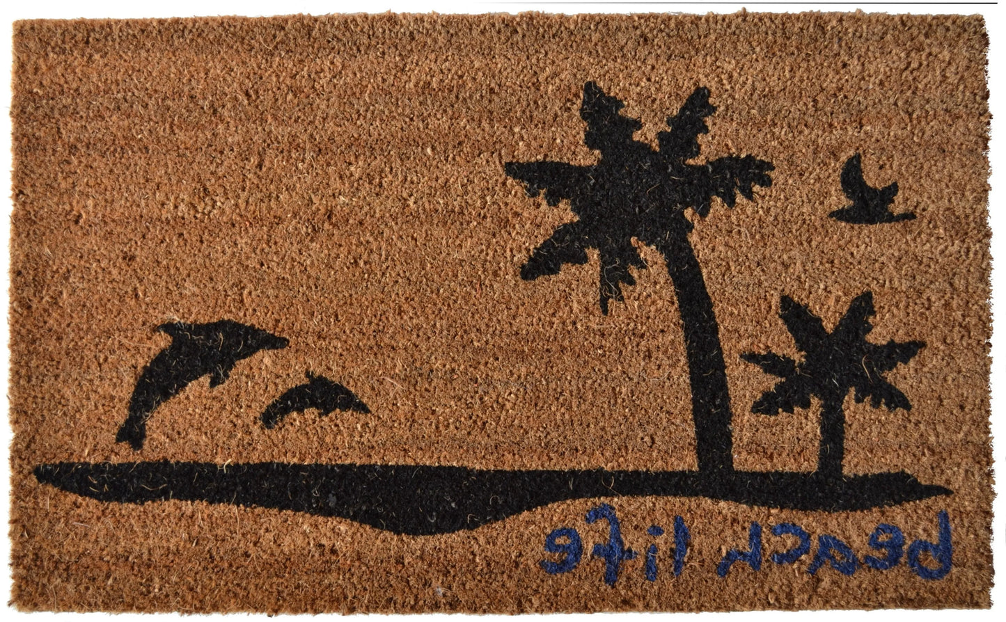 Brown and Black Coir Tropical Beach Life Outdoor Door Mat