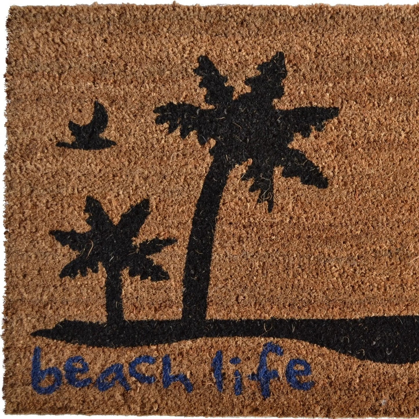 Brown and Black Coir Tropical Beach Life Outdoor Door Mat