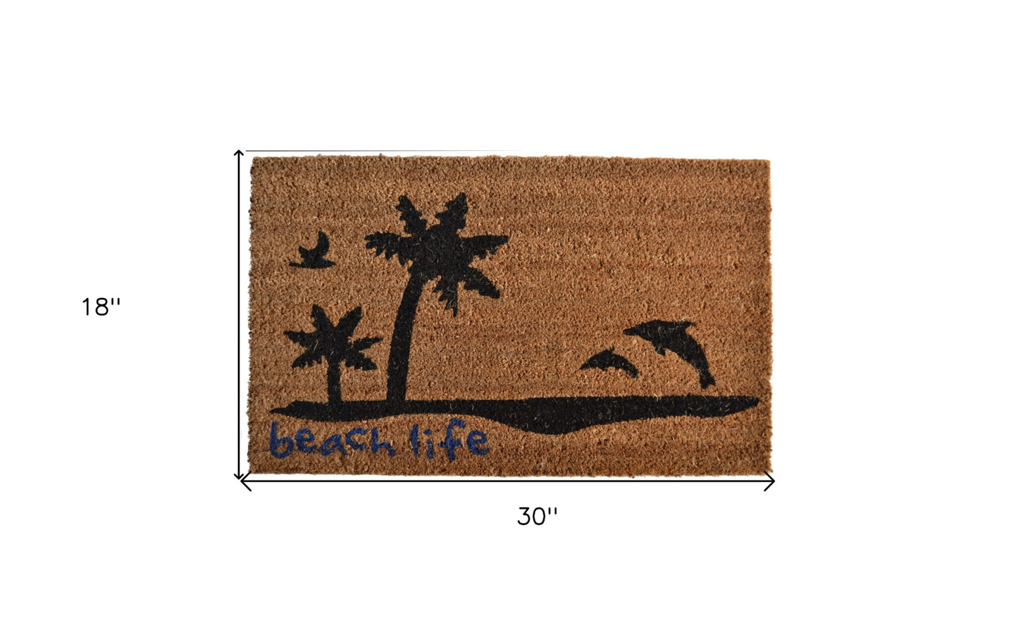 Brown and Black Coir Tropical Beach Life Outdoor Door Mat