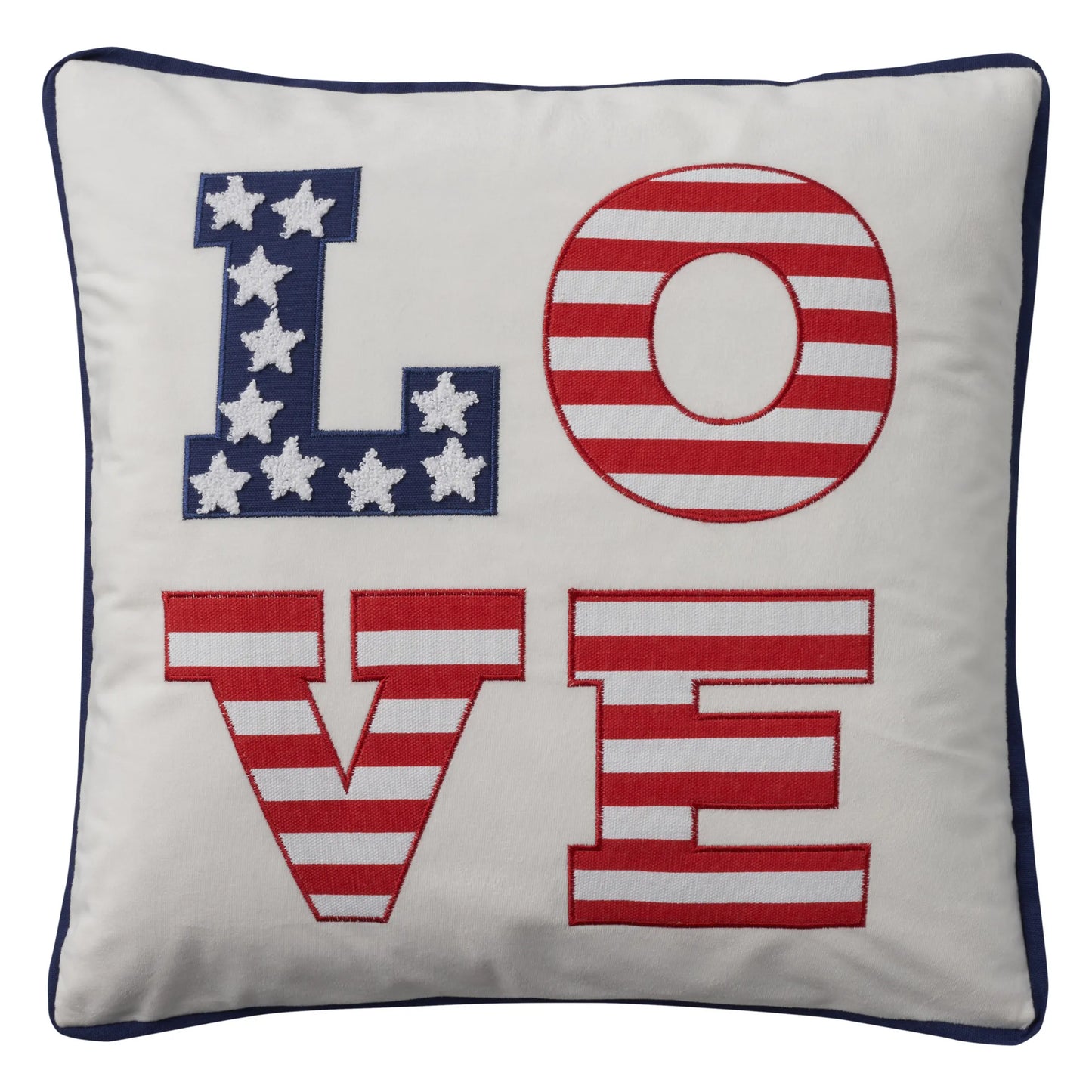 18" White Independence Day Text Throw Pillow with Applique
