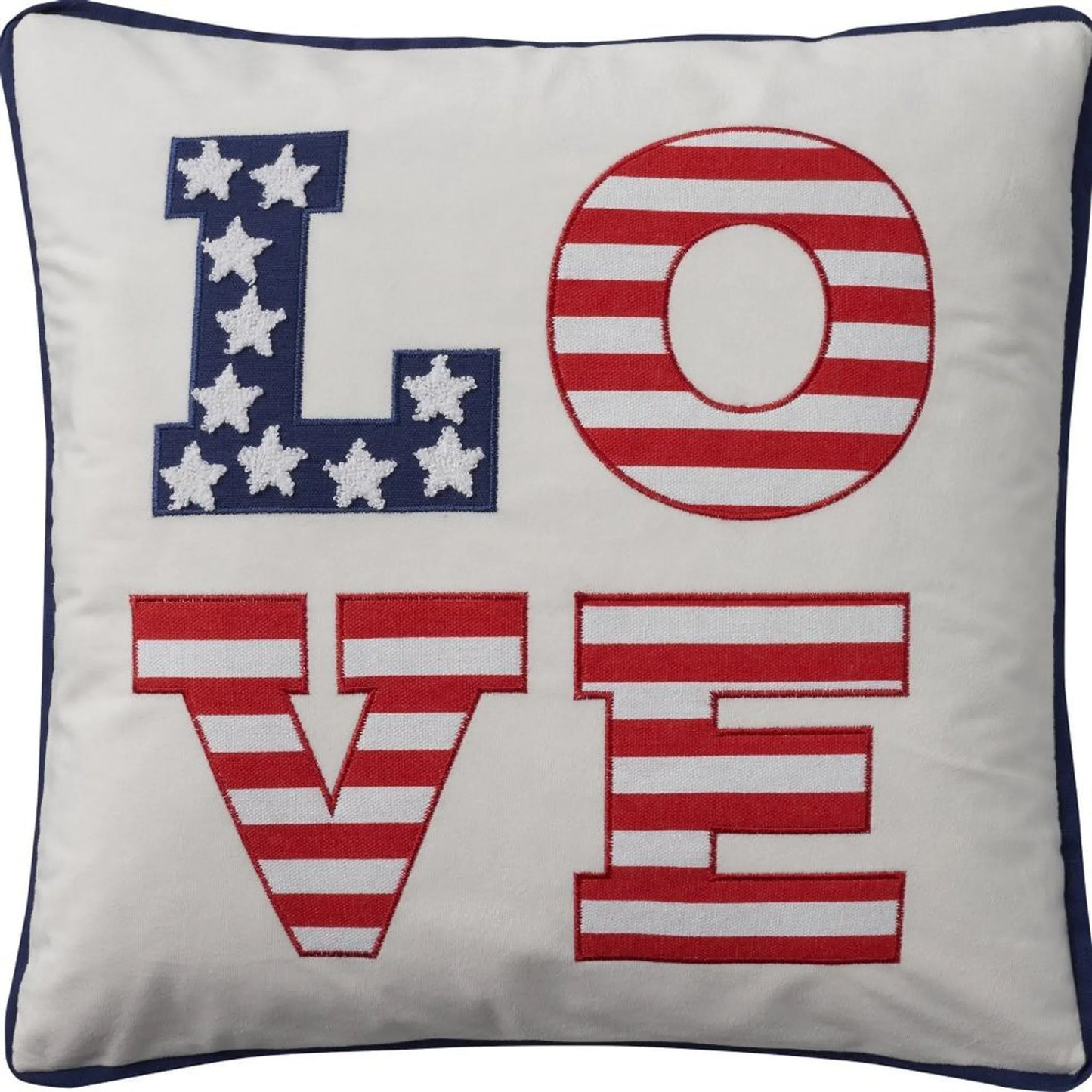 18" White Independence Day Text Throw Pillow with Applique
