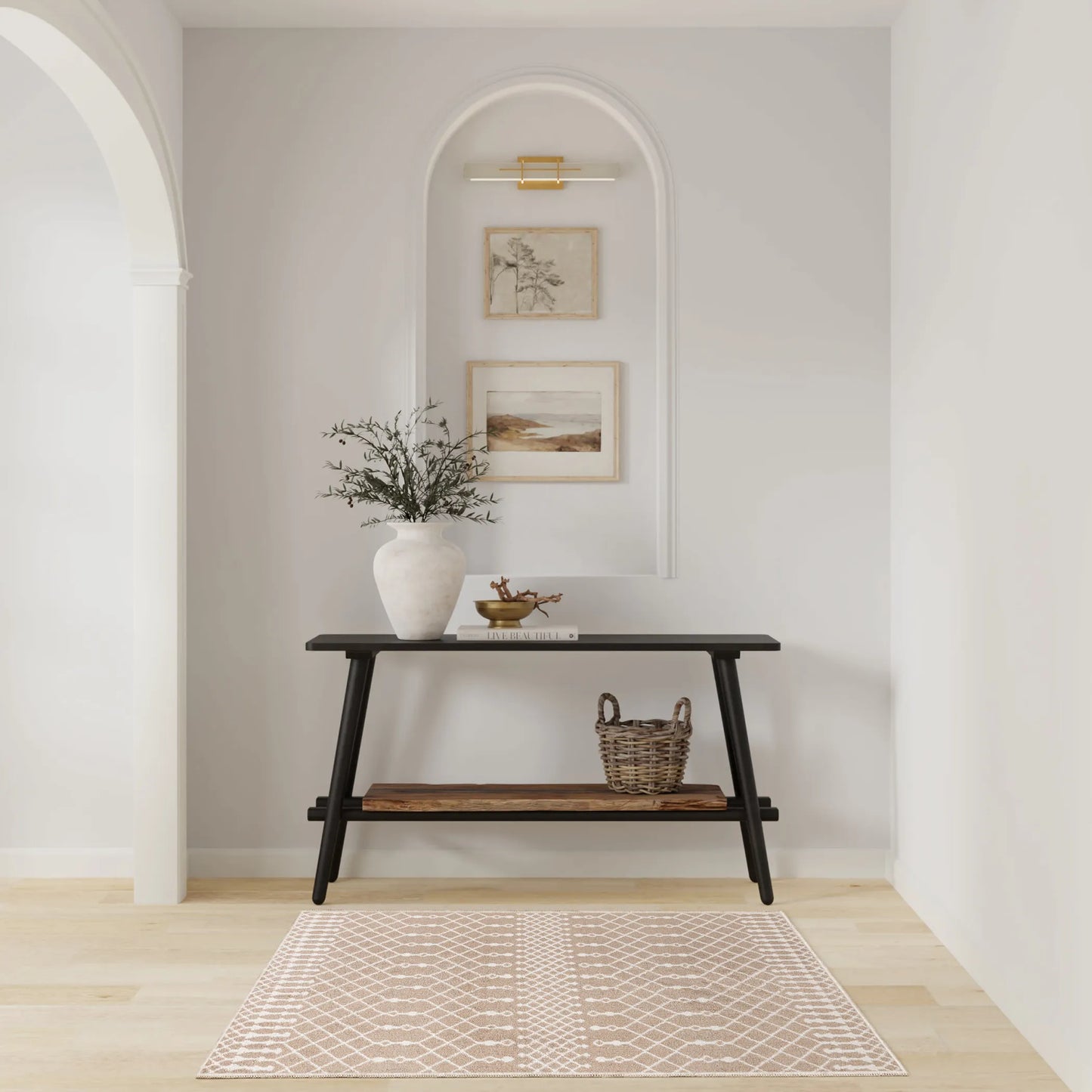 3' X 5' Tan Geometric Area Rug