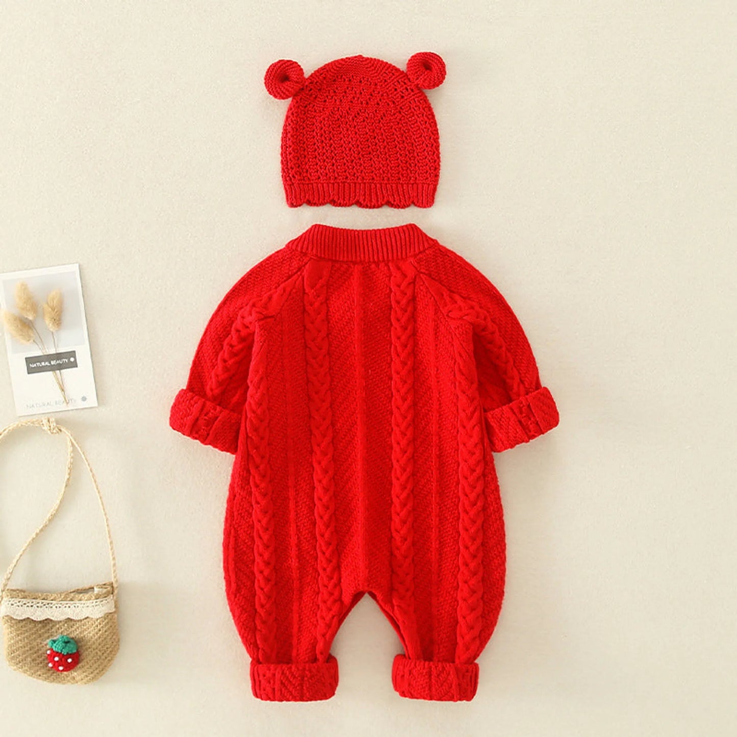 Baby Solid Color Cartoon Embroide Design Crochet Knit Romper