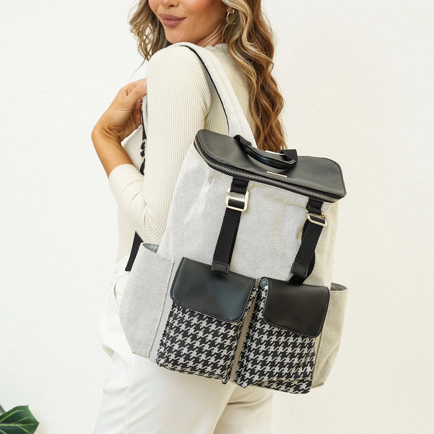 Houndstooth Backpack Diaper Bag