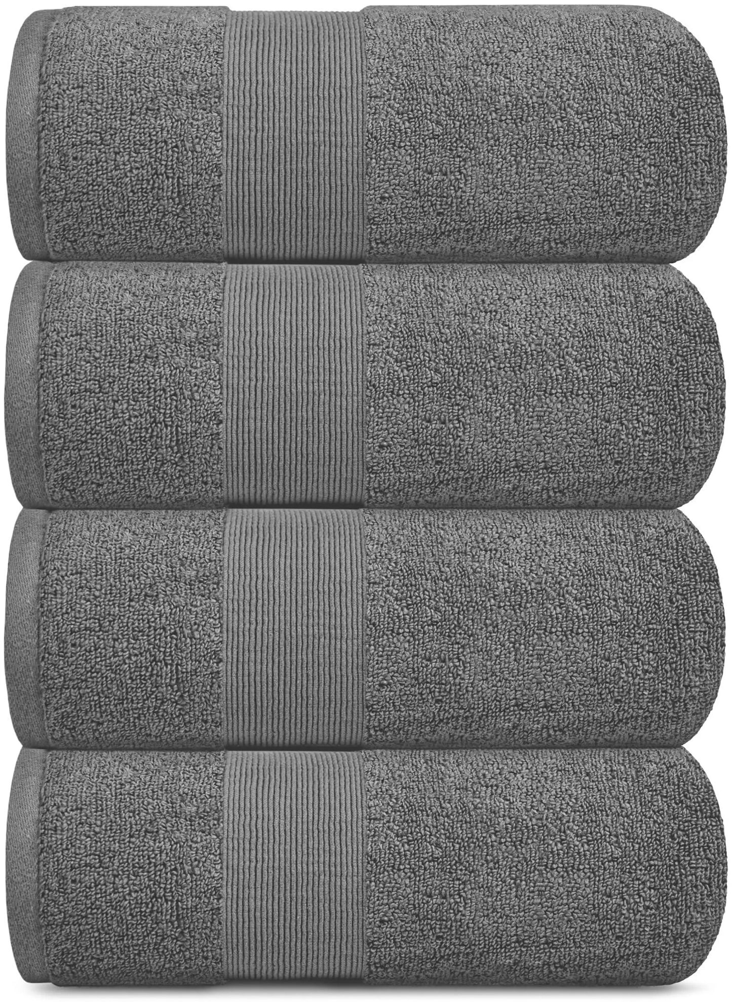 Resort Collection Soft Bath Towels 28x55 inch Luxury Hotel Plush & Absorbent Cotton Bath Towel Large 4 Pack Smoke Grey
