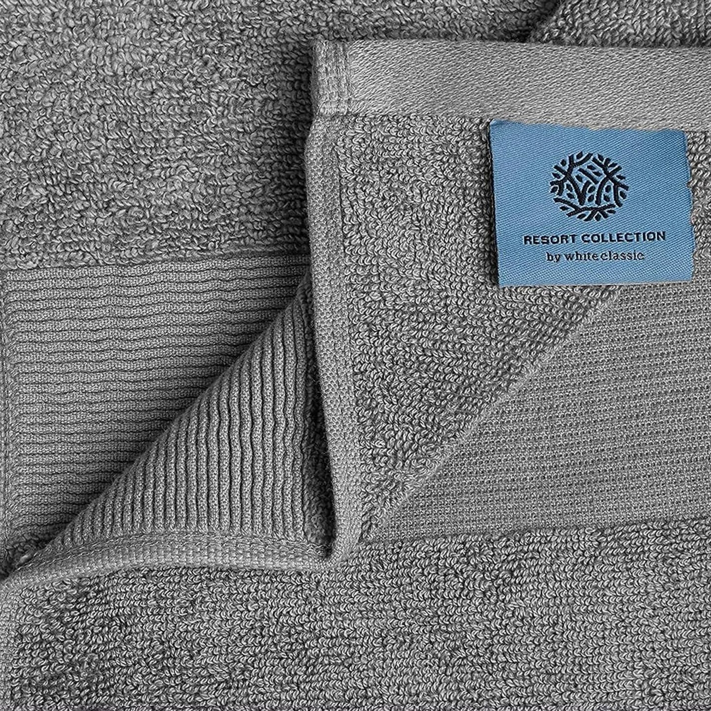 Resort Collection Soft Bath Towels 28x55 inch Luxury Hotel Plush & Absorbent Cotton Bath Towel Large 4 Pack Smoke Grey