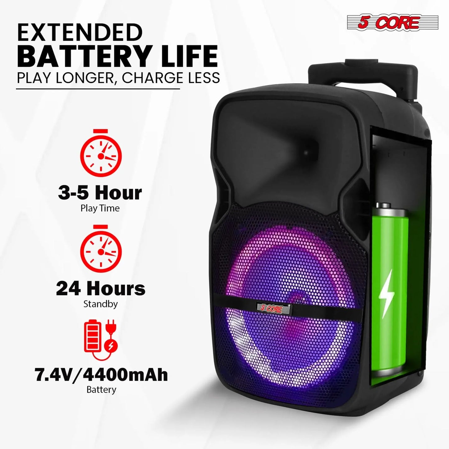 10 inch PA Portable Bluetooth Party Speaker Karaoke Boombox + 2 Wireless Mics