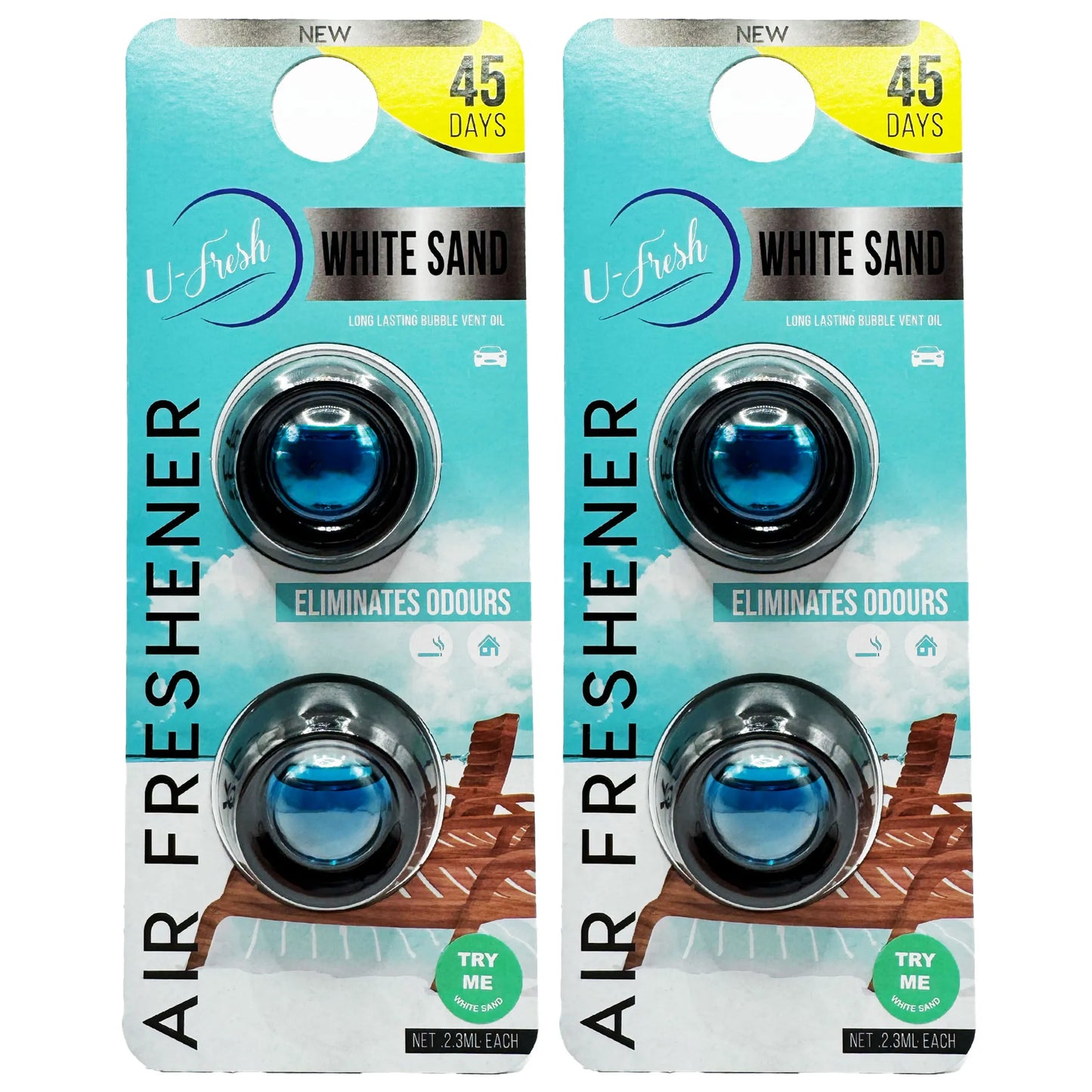 Ufresh Double Bubble Car Air Freshener & Odor Eliminator - White Sand