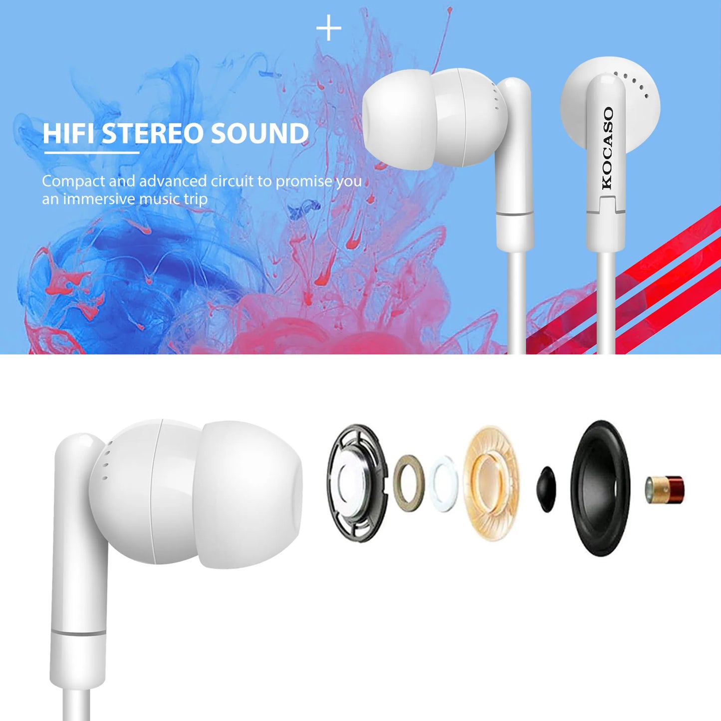 Aux Earphone 3.5mm Aux Wired Headphones Noise Isolating In-ear Earbuds