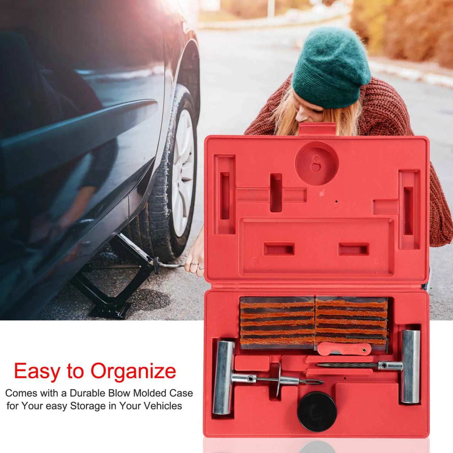 57 Pcs Universal Tire Repair Tools Kit