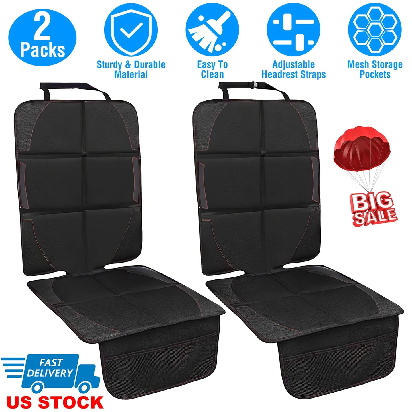 2 Packs Car Seat Protector Cushion Mat Pad
