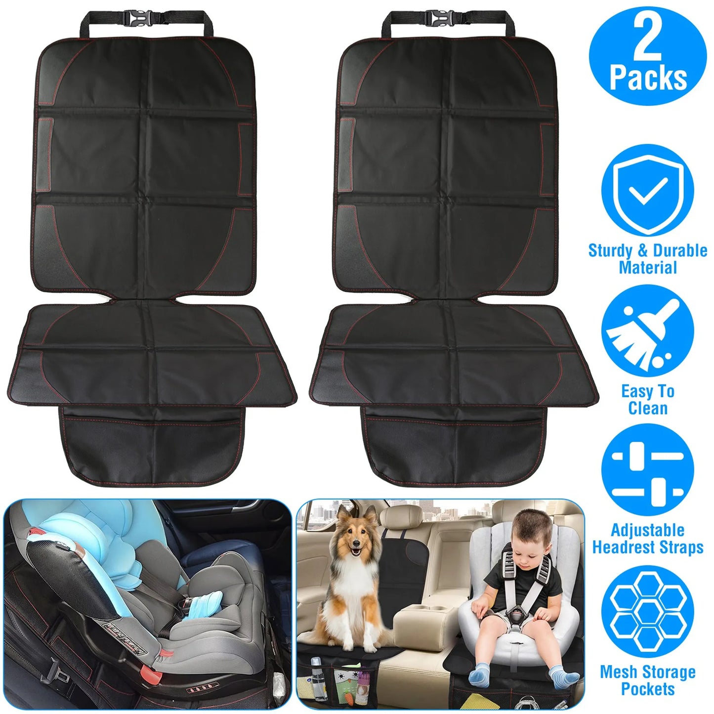 2 Packs Car Seat Protector Cushion Mat Pad