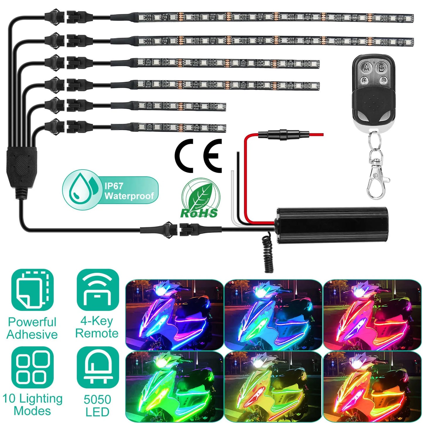 6Pcs Motorcycle LED Light