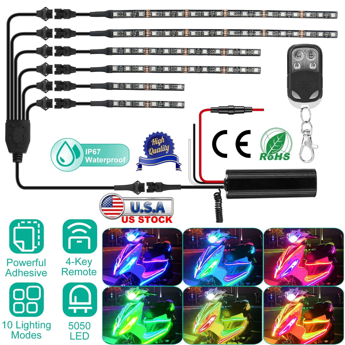 6Pcs Motorcycle LED Light
