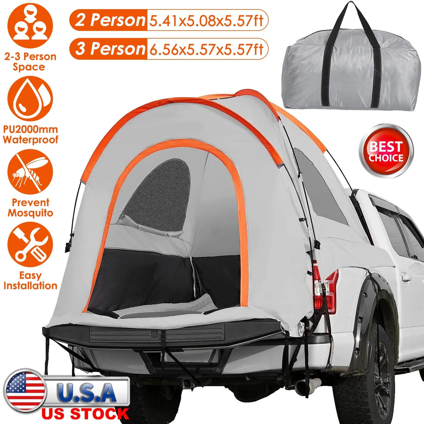 Truck Bed Tent Waterproof Windproof Pickup Truck