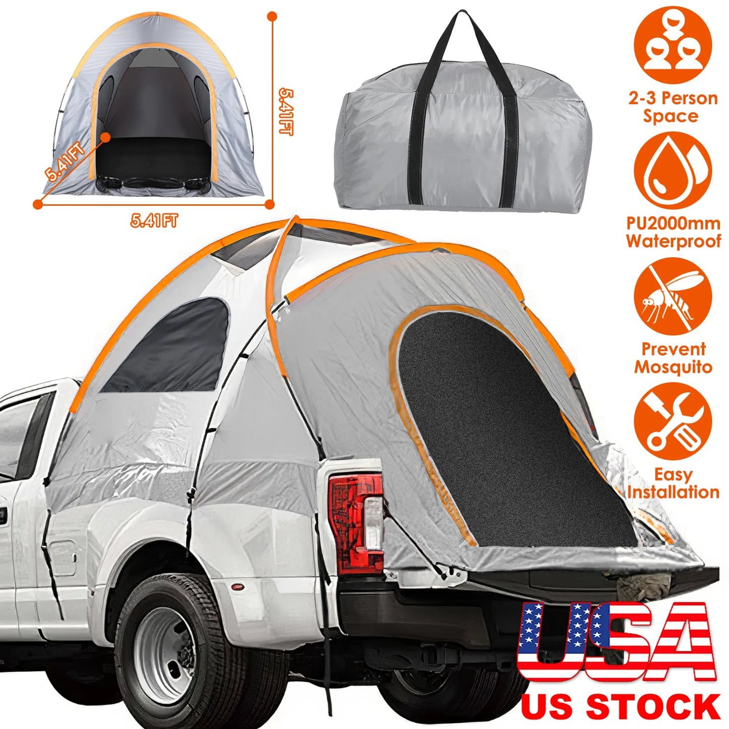 Truck Bed Tent Waterproof Windproof Pickup Truck