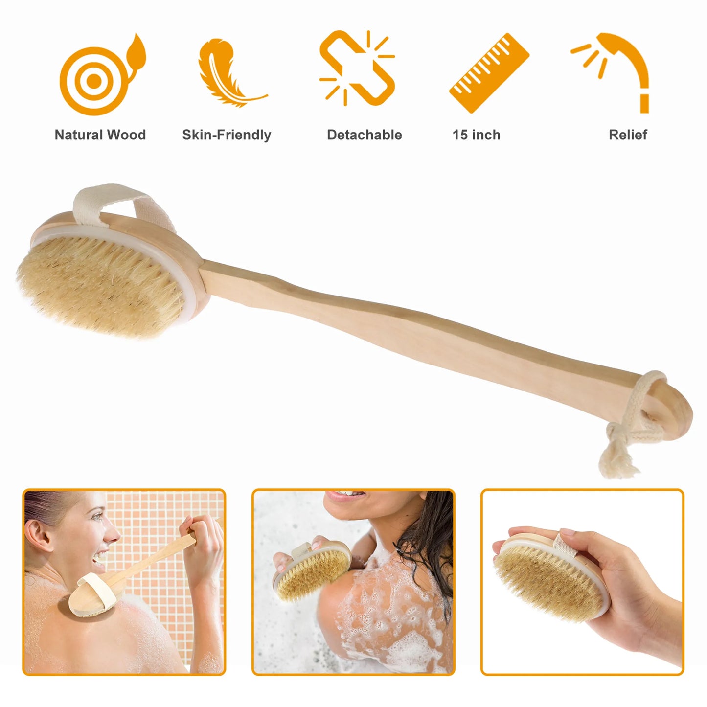 Bath Brush 15" Shower Body Back